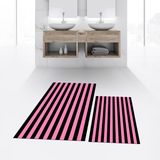 Viyana Home Dijital Baskılı Kaymaz Taban Yıkanabilir Ikili Banyo Paspas Klozet Takımı, V-Klozet-50-Pembe, - Renkli