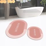 Viyana Home Dijital Baskılı Kaymaz Taban Yıkanabilir Oval Ikili Banyo Paspas Klozet Takımı, V-O-Klozet-02-Pembe, - 40 x 60 cm - 60 x 100 cm