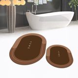 Viyana Home Dijital Baskılı Kaymaz Taban Yıkanabilir Oval Ikili Banyo Paspas Klozet Takımı, V-O-Klozet-03-Kahve, - Kahverengi - 40 x 60 cm - 60 x 100 cm