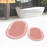 Viyana Home Dijital Baskılı Kaymaz Taban Yıkanabilir Oval Ikili Banyo Paspas Klozet Takımı, V-O-Klozet-03-Pembe, - 40 x 60 cm - 60 x 100 cm