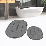 Viyana Home Dijital Baskılı Kaymaz Taban Yıkanabilir Oval Ikili Banyo Paspas Klozet Takımı, V-O-Klozet-04-Gri, - Renkli