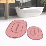 Viyana Home Dijital Baskılı Kaymaz Taban Yıkanabilir Oval Ikili Banyo Paspas Klozet Takımı, V-O-Klozet-04-Pembe, - Renkli