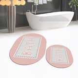 Viyana Home Dijital Baskılı Kaymaz Taban Yıkanabilir Oval Ikili Banyo Paspas Klozet Takımı, V-O-Klozet-07-Pembe, - Renkli
