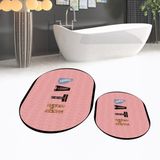Viyana Home Dijital Baskılı Kaymaz Taban Yıkanabilir Oval Ikili Banyo Paspas Klozet Takımı, V-O-Klozet-08-Pembe, - 40 x 60 cm - 60 x 100 cm