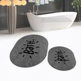 Viyana Home Dijital Baskılı Kaymaz Taban Yıkanabilir Oval Ikili Banyo Paspas Klozet Takımı, V-O-Klozet-09-Gri, - 40 x 60 cm - 60 x 100 cm
