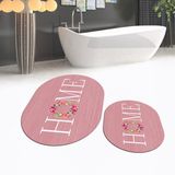 Viyana Home Dijital Baskılı Kaymaz Taban Yıkanabilir Oval Ikili Banyo Paspas Klozet Takımı, V-O-Klozet-12-Pembe, - Renkli
