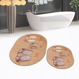 Viyana Home Dijital Baskılı Kaymaz Taban Yıkanabilir Oval Ikili Banyo Paspas Klozet Takımı, V-O-Klozet-16-Kahve, - Kahverengi - 40 x 60 cm - 60 x 100 cm