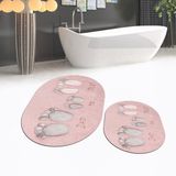 Viyana Home Dijital Baskılı Kaymaz Taban Yıkanabilir Oval Ikili Banyo Paspas Klozet Takımı, V-O-Klozet-16-Pembe, - Renkli