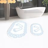 Viyana Home Dijital Baskılı Kaymaz Taban Yıkanabilir Oval Ikili Banyo Paspas Klozet Takımı, V-O-Klozet-18-Beyaz, - 40 x 60 cm - 60 x 100 cm