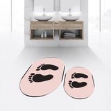 Viyana Home Dijital Baskılı Kaymaz Taban Yıkanabilir Oval Ikili Banyo Paspas Klozet Takımı, V-O-Klozet-21-Pembe, - Renkli