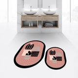 Viyana Home Dijital Baskılı Kaymaz Taban Yıkanabilir Oval Ikili Banyo Paspas Klozet Takımı, V-O-Klozet-22-Pembe, - Renkli