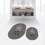 Viyana Home Dijital Baskılı Kaymaz Taban Yıkanabilir Oval Ikili Banyo Paspas Klozet Takımı, V-O-Klozet-29-Gri, - Renkli