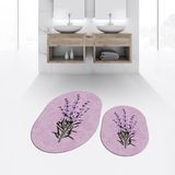 Viyana Home Dijital Baskılı Kaymaz Taban Yıkanabilir Oval Ikili Banyo Paspas Klozet Takımı, V-O-Klozet-29-Pembe, - 40 x 60 cm - 60 x 100 cm