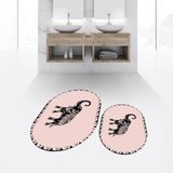 Viyana Home Dijital Baskılı Kaymaz Taban Yıkanabilir Oval Ikili Banyo Paspas Klozet Takımı, V-O-Klozet-32-Pembe, - Renkli
