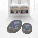 Viyana Home Dijital Baskılı Kaymaz Taban Yıkanabilir Oval Ikili Banyo Paspas Klozet Takımı, V-O-Klozet-33-Gri, - 40 x 60 cm - 60 x 100 cm