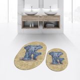 Viyana Home Dijital Baskılı Kaymaz Taban Yıkanabilir Oval Ikili Banyo Paspas Klozet Takımı, V-O-Klozet-33-Kahve, - Kahverengi - 40 x 60 cm - 60 x 100 cm