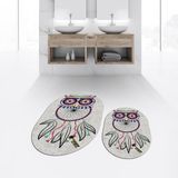 Viyana Home Dijital Baskılı Kaymaz Taban Yıkanabilir Oval Ikili Banyo Paspas Klozet Takımı, V-O-Klozet-35-Gri, - Renkli
