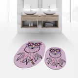 Viyana Home Dijital Baskılı Kaymaz Taban Yıkanabilir Oval Ikili Banyo Paspas Klozet Takımı, V-O-Klozet-35-Pembe, - Renkli