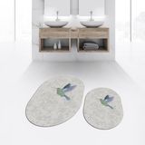 Viyana Home Dijital Baskılı Kaymaz Taban Yıkanabilir Oval Ikili Banyo Paspas Klozet Takımı, V-O-Klozet-36-Gri, - 40 x 60 cm - 60 x 100 cm