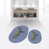 Viyana Home Dijital Baskılı Kaymaz Taban Yıkanabilir Oval Ikili Banyo Paspas Klozet Takımı, V-O-Klozet-37-Mavi, - Renkli