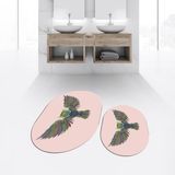 Viyana Home Dijital Baskılı Kaymaz Taban Yıkanabilir Oval Ikili Banyo Paspas Klozet Takımı, V-O-Klozet-37-Pembe, - 40 x 60 cm - 60 x 100 cm
