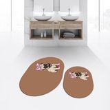 Viyana Home Dijital Baskılı Kaymaz Taban Yıkanabilir Oval Ikili Banyo Paspas Klozet Takımı, V-O-Klozet-38-Kahve, - Kahverengi - 40 x 60 cm - 60 x 100 cm