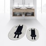 Viyana Home Dijital Baskılı Kaymaz Taban Yıkanabilir Oval Ikili Banyo Paspas Klozet Takımı, V-O-Klozet-39-Gri, - Renkli