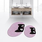 Viyana Home Dijital Baskılı Kaymaz Taban Yıkanabilir Oval Ikili Banyo Paspas Klozet Takımı, V-O-Klozet-40-Pembe, - Renkli