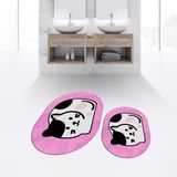 Viyana Home Dijital Baskılı Kaymaz Taban Yıkanabilir Oval Ikili Banyo Paspas Klozet Takımı, V-O-Klozet-43-Pembe, - 40 x 60 cm - 60 x 100 cm