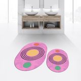 Viyana Home Dijital Baskılı Kaymaz Taban Yıkanabilir Oval Ikili Banyo Paspas Klozet Takımı, V-O-Klozet-49-Pembe, - 40 x 60 cm - 60 x 100 cm
