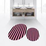 Viyana Home Dijital Baskılı Kaymaz Taban Yıkanabilir Oval Ikili Banyo Paspas Klozet Takımı, V-O-Klozet-50-Pembe, - Renkli