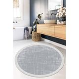 Viyana Home Dijital Baskılı Kaymaz Taban Yıkanabilir Yuvarlak Salon Halısı Mutfak Halısı Paspas VHYU-HS-180 - 60 x 60 cm - Gri