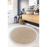 Viyana Home Dijital Baskılı Kaymaz Taban Yıkanabilir Yuvarlak Salon Halısı Mutfak Halısı Paspas VHYU-HS-181 - 120 x 120 cm - Kahverengi