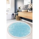 Viyana Home Dijital Baskılı Kaymaz Taban Yıkanabilir Yuvarlak Salon Halısı Mutfak Halısı Paspas VHYU-HS-183 - 120 x 120 cm - Mavi