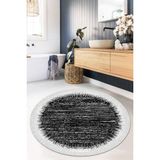 Viyana Home Dijital Baskılı Kaymaz Taban Yıkanabilir Yuvarlak Salon Halısı Mutfak Halısı Paspas VHYU-HS-384 - 100 x 100 cm - Gri