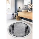 Viyana Home Dijital Baskılı Kaymaz Taban Yıkanabilir Yuvarlak Salon Halısı Mutfak Halısı Paspas VHYU-SD-236 - 120 x 120 cm - Siyah