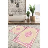 Viyana Home Dijital Baskılı Kaymaz Tabanlı Yıkanabilir 2'li Set Banya Halısı Klozet Takımı Paspas VHKZ-HK-125 - Pembe