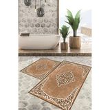 Viyana Home Dijital Baskılı Kaymaz Tabanlı Yıkanabilir 2'li Set Banya Halısı Klozet Takımı Paspas VHKZ-HK-126 - Kahverengi