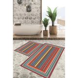 Viyana Home Dijital Baskılı Kaymaz Tabanlı Yıkanabilir 2'li Set Banya Halısı Klozet Takımı Paspas Vhkz-Hk-3 - Pembe