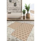 Viyana Home Dijital Baskılı Kaymaz Tabanlı Yıkanabilir 2'li Set Banya Halısı Klozet Takımı Paspas VHKZ-HS-175 - Kahverengi