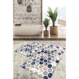 Viyana Home Dijital Baskılı Kaymaz Tabanlı Yıkanabilir 2'li Set Banya Halısı Klozet Takımı Paspas VHKZ-HS-214 - Gri