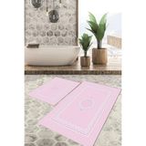 Viyana Home Dijital Baskılı Kaymaz Tabanlı Yıkanabilir 2'li Set Banya Halısı Klozet Takımı Paspas VHKZ-HS-565 - Pembe