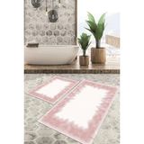 Viyana Home Dijital Baskılı Kaymaz Tabanlı Yıkanabilir 2'li Set Banya Halısı Klozet Takımı Paspas VHKZ-HT-1037 - Pembe