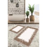 Viyana Home Dijital Baskılı Kaymaz Tabanlı Yıkanabilir 2'li Set Banya Halısı Klozet Takımı Paspas VHKZ-HT-1038 - Kahverengi