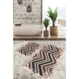 Viyana Home Dijital Baskılı Kaymaz Tabanlı Yıkanabilir 2'li Set Banya Halısı Klozet Takımı Paspas VHKZ-HT-115 - Kahverengi