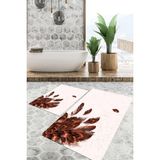 Viyana Home Dijital Baskılı Kaymaz Tabanlı Yıkanabilir 2'li Set Banya Halısı Klozet Takımı Paspas VHKZ-HT-1174 - Kahverengi