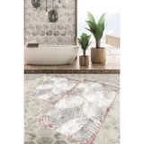 Viyana Home Dijital Baskılı Kaymaz Tabanlı Yıkanabilir 2'li Set Banya Halısı Klozet Takımı Paspas VHKZ-HT-123 - Gri