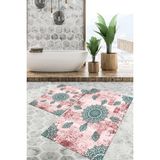 Viyana Home Dijital Baskılı Kaymaz Tabanlı Yıkanabilir 2'li Set Banya Halısı Klozet Takımı Paspas VHKZ-HT-1524 - Pembe