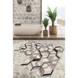 Viyana Home Dijital Baskılı Kaymaz Tabanlı Yıkanabilir 2'li Set Banya Halısı Klozet Takımı Paspas VHKZ-HT-176 - Kahverengi