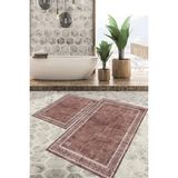 Viyana Home Dijital Baskılı Kaymaz Tabanlı Yıkanabilir 2'li Set Banya Halısı Klozet Takımı Paspas VHKZ-HT-240 - Pembe